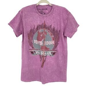 Officially Licensed Van Halen 1979 Tour T-Shirt Pink Acid Wash Medium NWOT